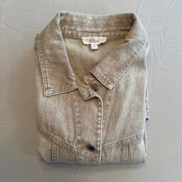 Elan Beige Wash Denim Jean button up Vest - Picture 13 of 13